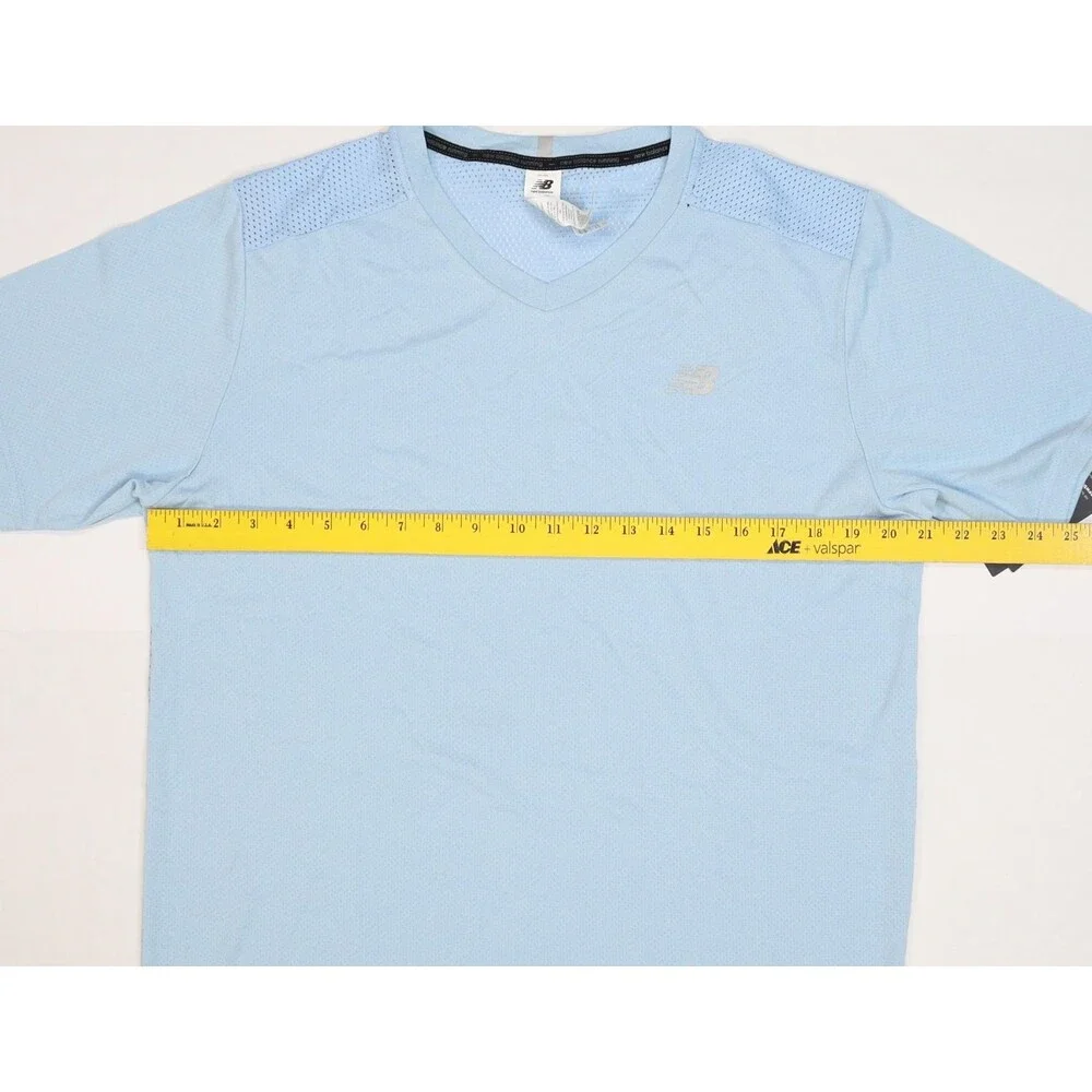 New Balance Shirt Mens Large Blue Athletic 5K REV SS Recycled Polyester Running - Picture 4 of 12